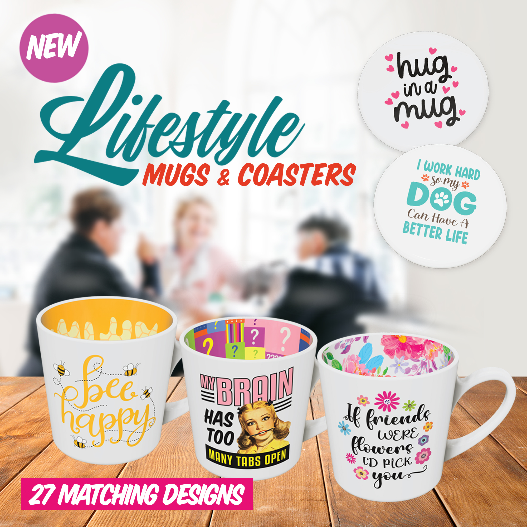 Lifestyle mugs and coasters