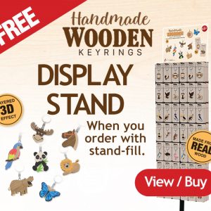 handmade wooden keyrings display stand link