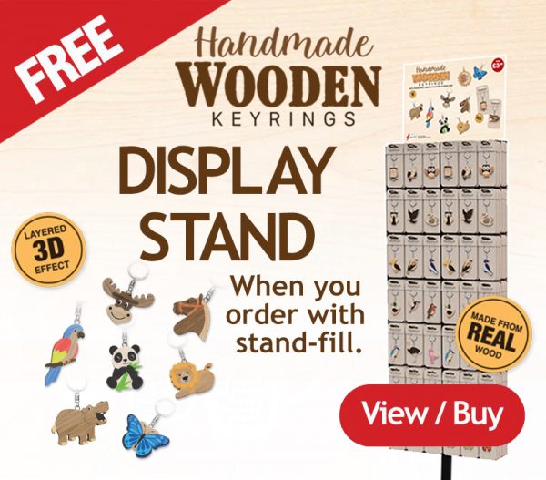 handmade wooden keyrings display stand link