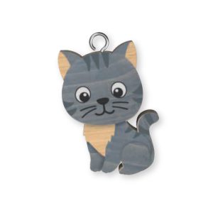 Kitten Wooden Keyring x 3