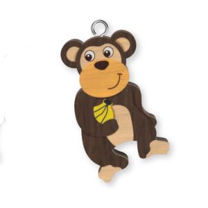 Monkey Wooden Keyring x 3