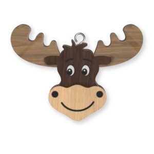 Moose Head Wooden Keyring x 3