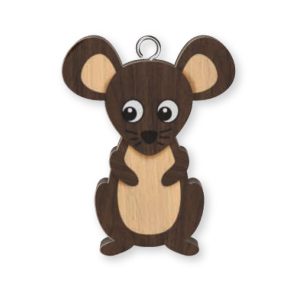 Mouse Wooden Keyring x 3
