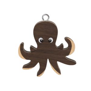 Octopus Wooden Keyring x 3