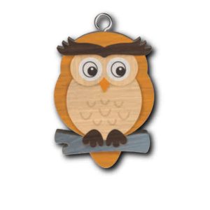 Owl 1 Wooden Keyring x 3