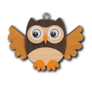 Owl 3 Wooden Keyring x 3