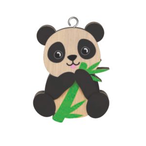Panda Wooden Keyring x 3