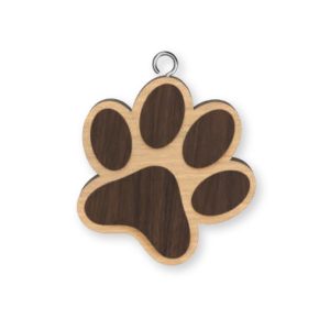 Paw Print Wooden Keyring x 3
