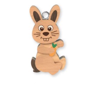Rabbit Wooden Keyring x 3