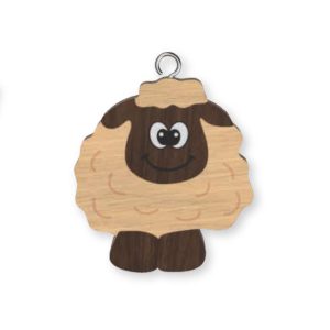 Sheep Wooden Keyring x 3