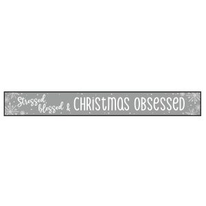 Stressed And Blessed Skinny Christmas Wood Sign x 6