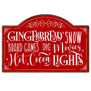 Gingerbread Arched Christmas Wood Sign x 6