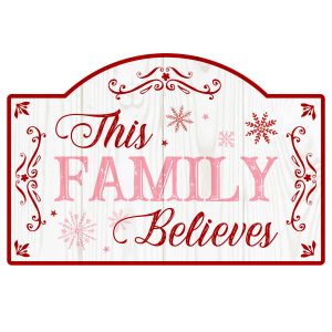 This Family Believes Arched Christmas Wood Sign x 6