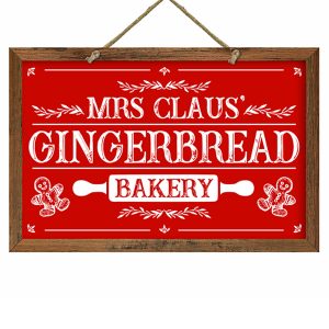 Mrs Claus Gingerbread Framed Christmas Wood Sign x 6