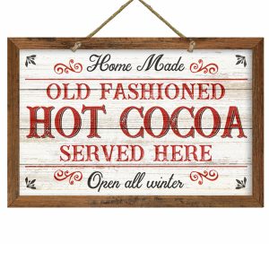 Old Fashioned Framed Christmas Wood Sign x 6