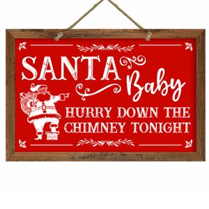 Santa Baby Framed Christmas Wood Sign x 6