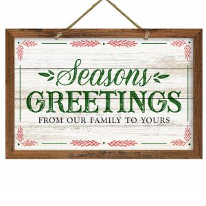 Seasons Greetings Framed Christmas Wood Sign x 6