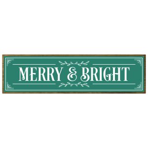 Merry and Bright Rustic Christmas Wood Sign x 5