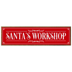 Santas Workshop Rustic Christmas Wood Sign x 5