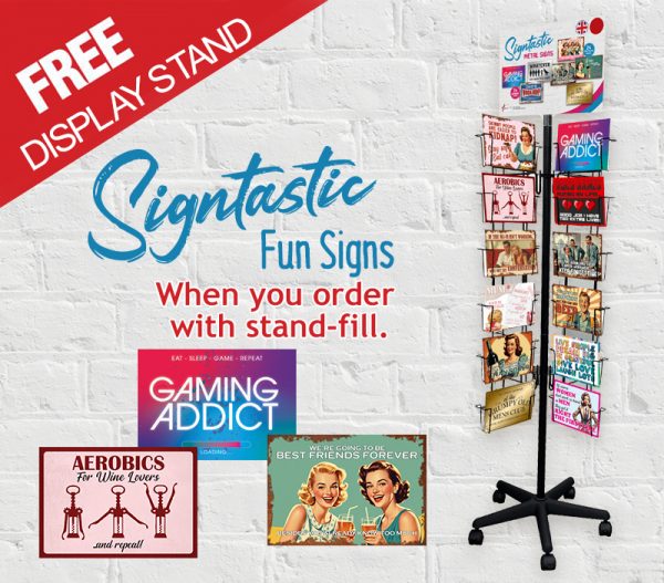 Signtastic Signs Floor Stand with Products