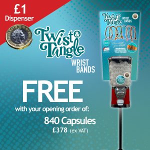 Single Dispenser with Twist and Tangle Wrist Bands