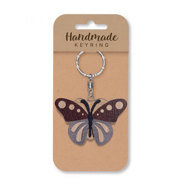 Butterfly 1 Wooden Keyring x 3 - Image 2