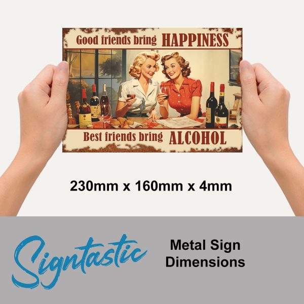 Good Friends Happiness - Signtastic Metal Signs x 5 - Image 2