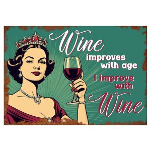 Wine Improves - Signtastic Metal Signs x 5