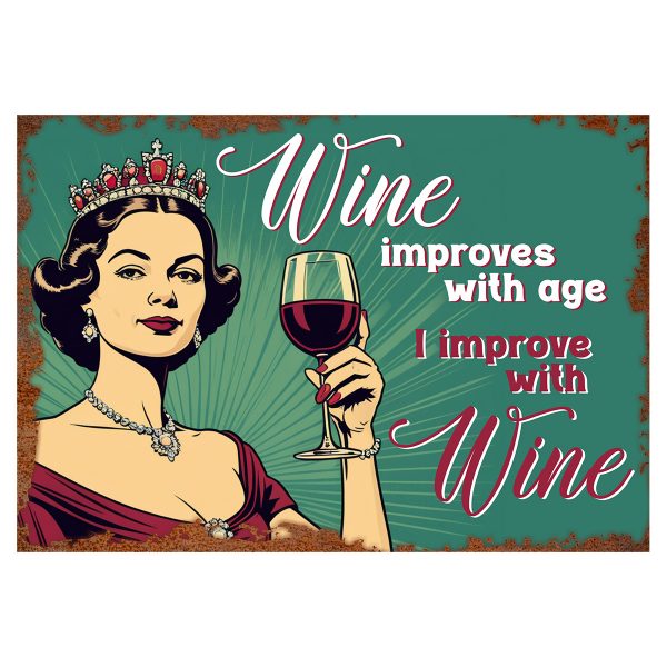 Wine Improves - Signtastic Metal Signs x 5