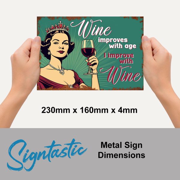 Wine Improves - Signtastic Metal Signs x 5 - Image 2