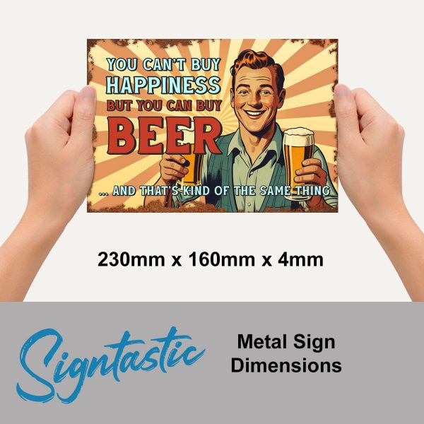 You Can't Buy Happiness - Signtastic Metal Signs x 5 - Image 2
