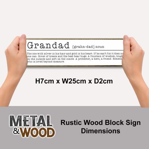 Grandad Mini Rustic Wood Sign x 5 - Image 2