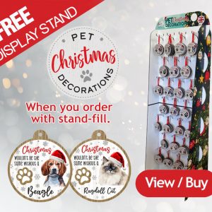 Christmas Pet Decorations Stand with Products