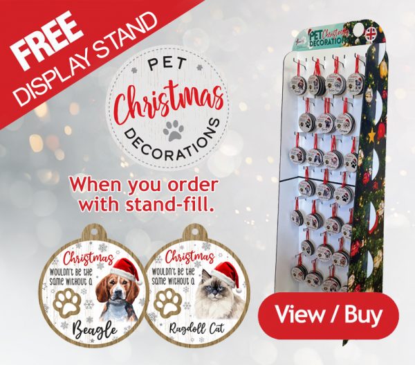 Christmas Pet Decorations Stand with Products