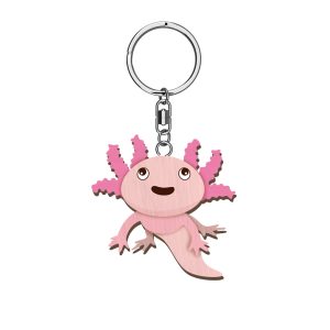 Axolotl Wooden Keyring x 3