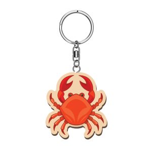 Crab Wooden Keyring x 3