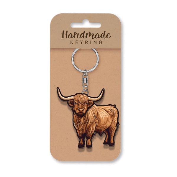 Highland Cow Wooden Keyring x 3 - Image 2
