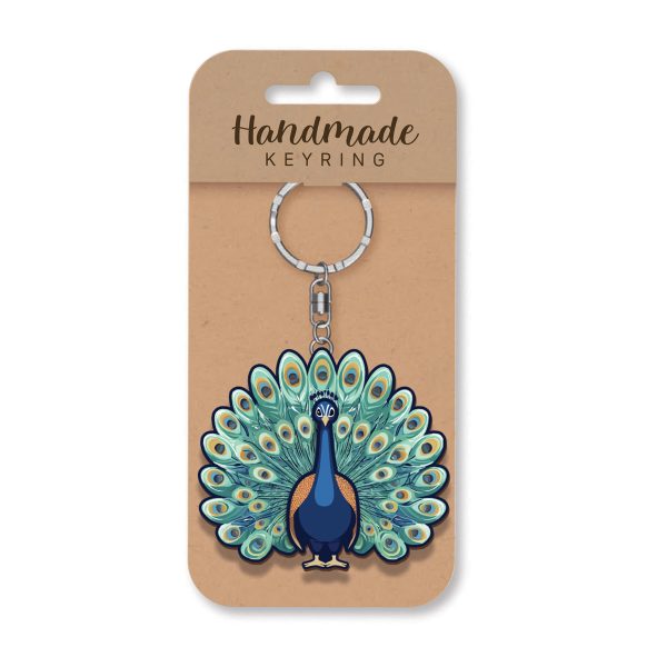 Peacock Wooden Keyring x 3 - Image 2