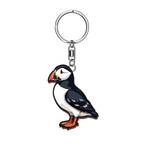 Puffin Wooden Keyring x 3