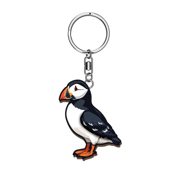 Puffin Wooden Keyring x 3