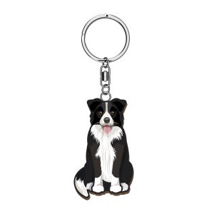 Sheep Dog Wooden Keyring x 3