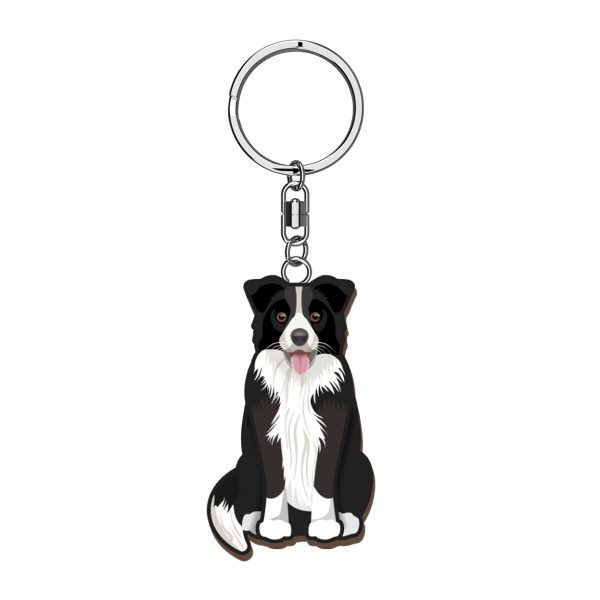 Sheep Dog Wooden Keyring x 3