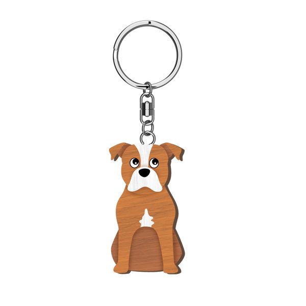 Staffie Wooden Keyring x 3