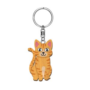 Tabby Wooden Keyring x 3